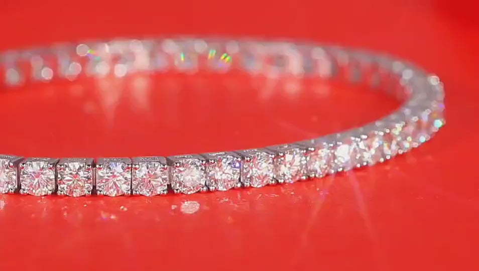Classic Round Cut Moissanite Sterling Silver Tennis Bracelet