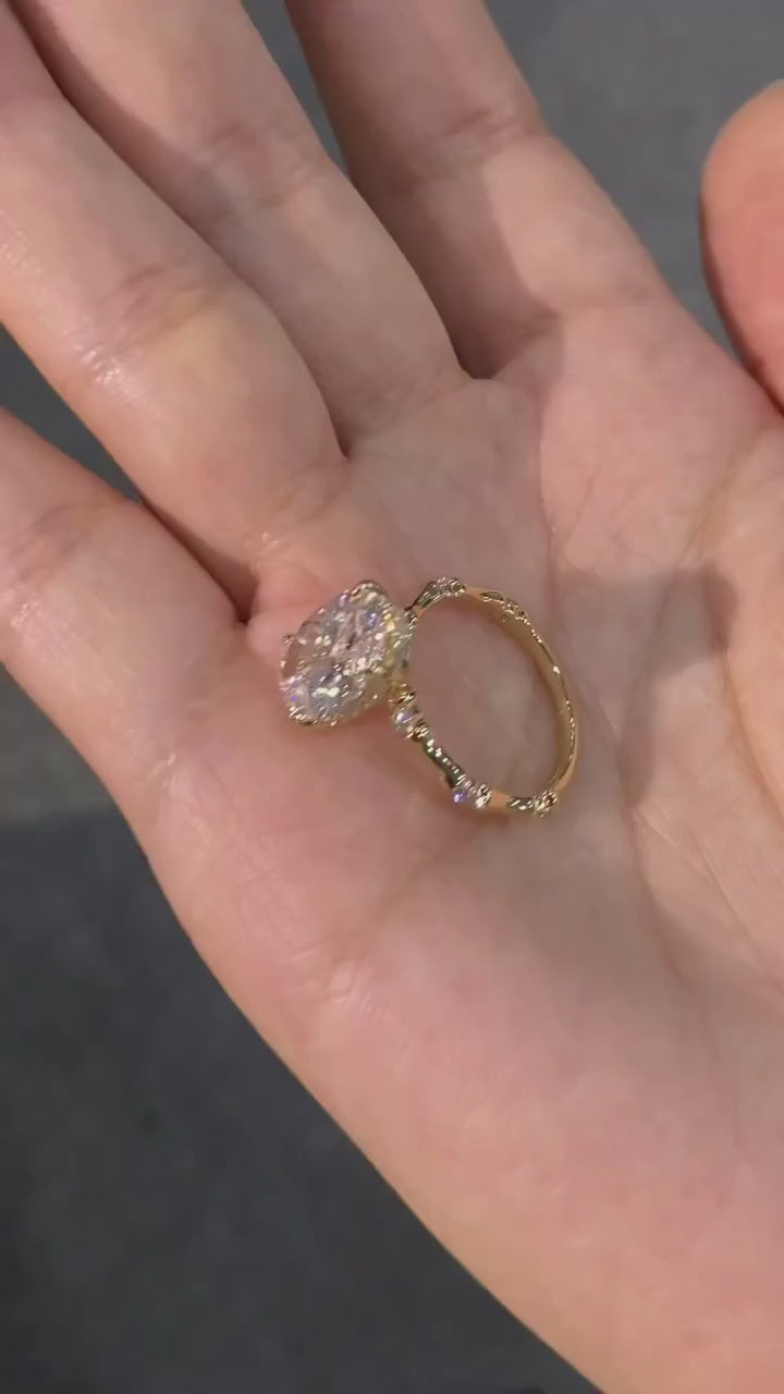 Oval Cut Hidden Halo Engagement Ring