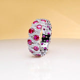 Rose Red and Emerald Green Eternity Wedding Band