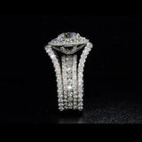 Round Cut  Halo Engagement Ring in Sterling Silver with Guard Enhancer