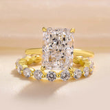 Stunning Radiant Cut Bridal Set In Sterling Silver