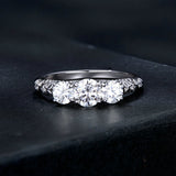 Stunning Three Stone Moissanite Sterling Silver Band