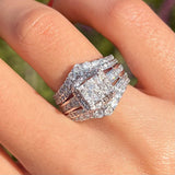 Exquisite Princess Cut Sterling Silver Party Engagement Ring For Women