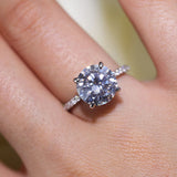 Classic Round Cut Sterling Silver Ring With Half Eternity Band
