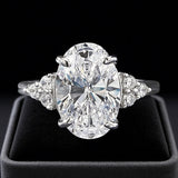Gorgeous Golden Tone Oval Cut Engagement Ring In Sterling Silver