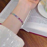 Clovers Design Multicolor Gemstone Bracelet in Sterling Silver