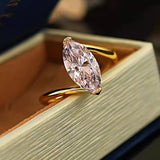 Simple Pink Marquise Cut Gold Plated Ring