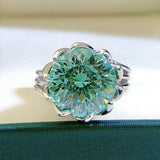 Unique Design Round Cut Green Sterling Silver Engagement Ring