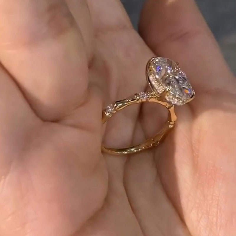 Oval Cut Hidden Halo Engagement Ring