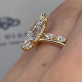 Stunning Marquise Cut Sterling Silver Engagement Ring In Bridge Accent