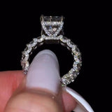 Gorgeous Radiant Cut Pave Sterling Silver Engagement Ring