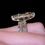 Luxury Marquise Cut With Hidden Halo Sterling Silver Bridal Set