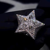Handmade 23ct Pear-shaped Zircon Inlaid Luxury Sterling Silver Star Shape Men's Ring