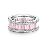 Three Rows Design Paved Sterling Silver Band