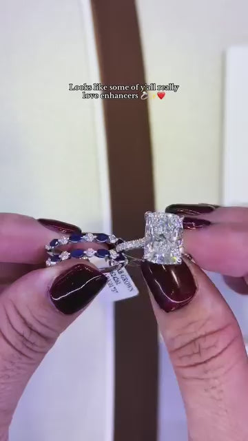 Vintage 2 PCS Blue Cushion Cut Sterling Silver Bridal Set