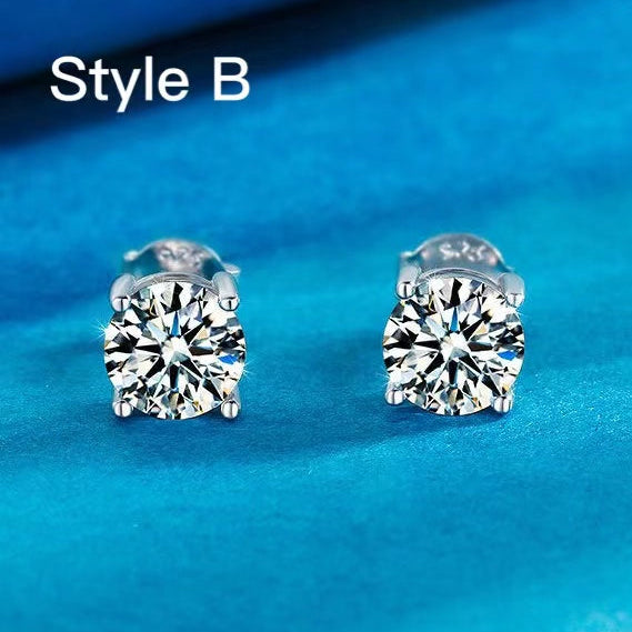 Exquisite Moissanite Stud Earrings In Sterling Silver