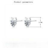 Cute Antler Reindeer Design Moissanite Silver Earrings