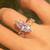 Vintage Marquise Cut Bridal Set In Sterling Silver