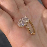 Oval Cut Hidden Halo Engagement Ring