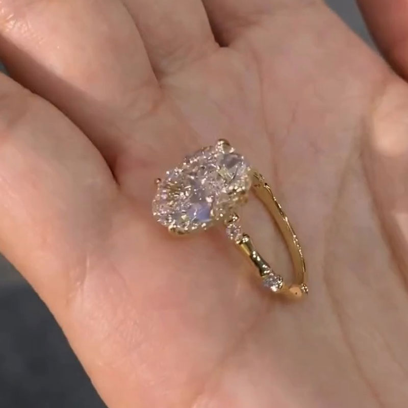 Oval Cut Hidden Halo Engagement Ring