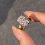Elongated Cushion Cut Sterling Silver Engagement Ring
