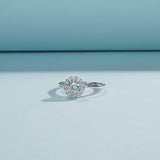 Halo 0.5CT Green Moissanite Silver Ring