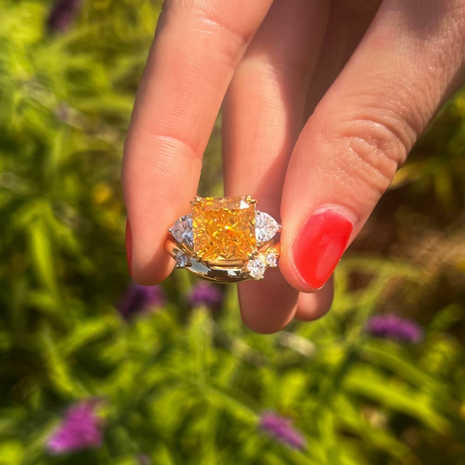 Sparkling 2 Pcs Yellow Radiant Cut Bridal Set