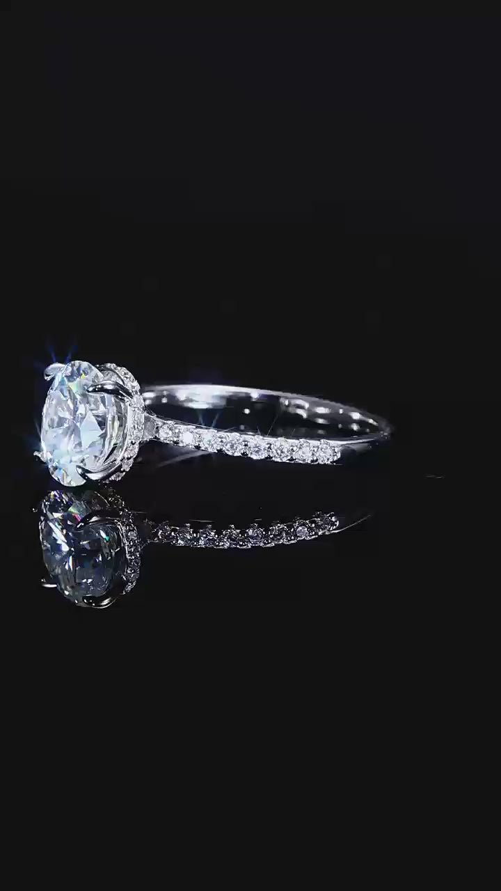 Classic Oval Moissanite Solitaire Engagement Ring in 925 Sterling Silver