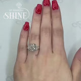 Three Stone Cushion Cut 4 Prong Engagement Ring