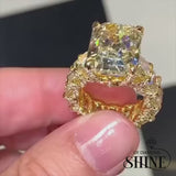 Radiant Cut Golden Tone Party & Engagement Ring
