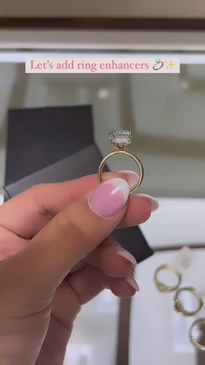 Stunning Emerald Cut Dainty Insert Wedding Bridal Set In Sterling Silver