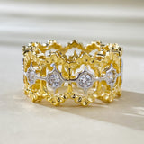 Vintage Two Tone Hollow Sterling Silver Wedding Band