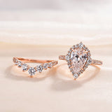 Sale | Rose Golden Tone Pear Cut 4.0 CT. Sterling Silver Bridal Set