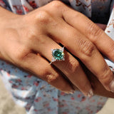 Vintage Paraiba Tourmaline Engagement Ring In Sterling Silver