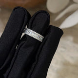 Three Rows Design Paved Sterling Silver Band