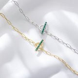 Geometric Emerald Green Sterling Silver Bracelet