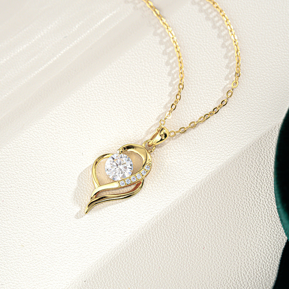 Heart to Heart 1ct Moissanite Necklace in Sterling Silver