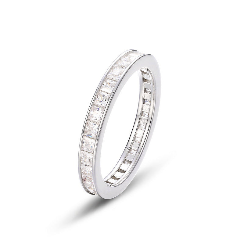 Colorful Rainbow Princess Cut Ring Band