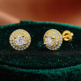 Round Double-Layer Luxurious S925 Sterling Silver Moissanite Stud Earrings