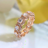Halo Round Cut Eternity Sterling Silver Wedding Band
