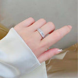 Three Rows Design Paved Sterling Silver Band