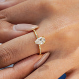 Pear Cut 1.0ct Moissanite Engagement Ring in Sterling Silver