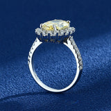 Oval Cut Halo Sterling Silver Engagement Ring With Half Eternity Band