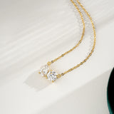 Gold Tone Dual Spark Moissanite Pendant Necklace in 925 Sterling Silver