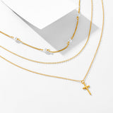 Vintage Layered Sterling Silver Necklace in Golden Color