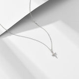 Paved Cross Design Sterling Silver Necklace