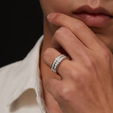 Moissanite Unisex Double Row Channel Set Wedding Band in Sterling Silver