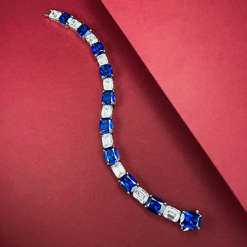 luxurious Royal Blue Tennis Bracelet in Sterling Silver