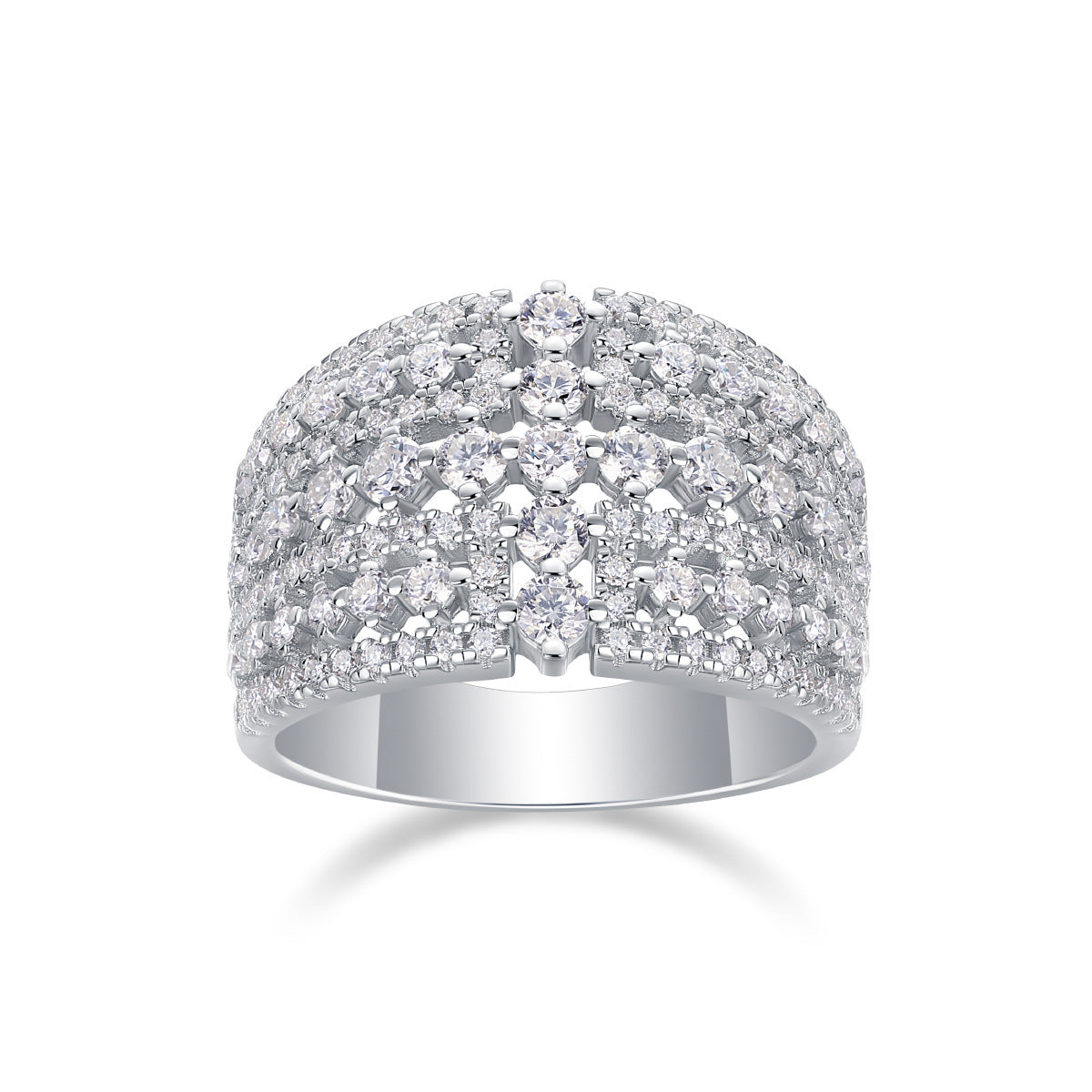 Luxury Moissanite 18K White Gold Plated Sterling Silver Band