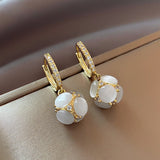 Luxury Opal Dangle Earrings In Golden Tone